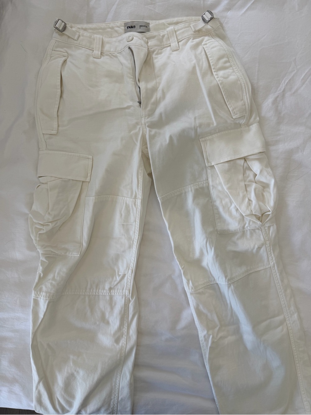 TNA - Aritzia - White High-Rise Cargo Pants - Worn Once